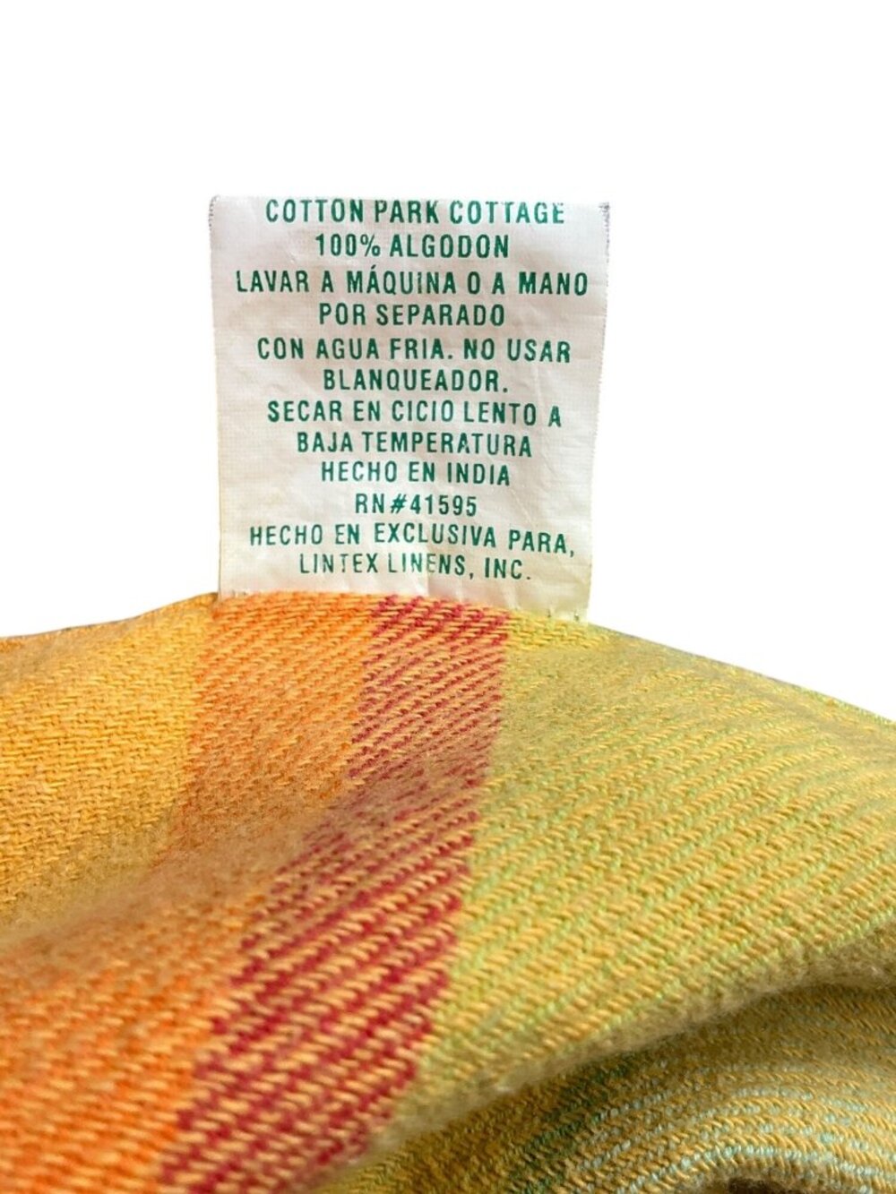 VTG MCM Cotton Park Cottage Striped Cotton Outdoor Round Tablecloth Umbrella Hol - Picture 4 of 13